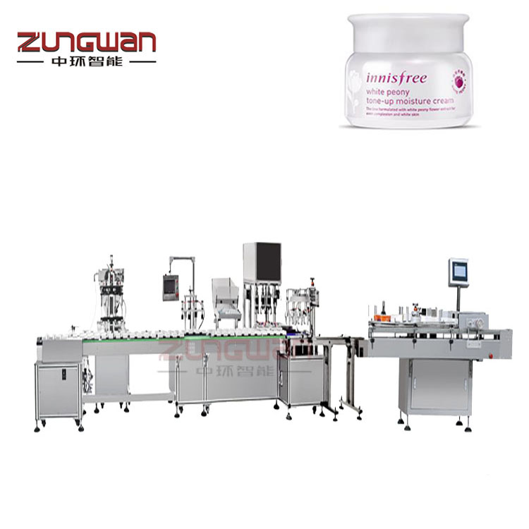 膏體灌裝機(jī)價格，福建水乳充填機(jī)，乳膏灌裝旋蓋貼標(biāo)機(jī)流水線